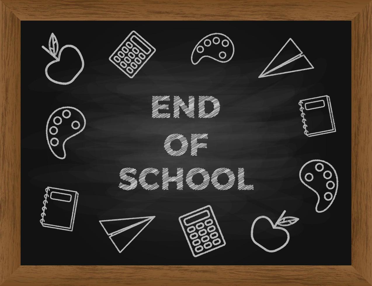 End of School Vector Illustration Design in Chalkboard Background