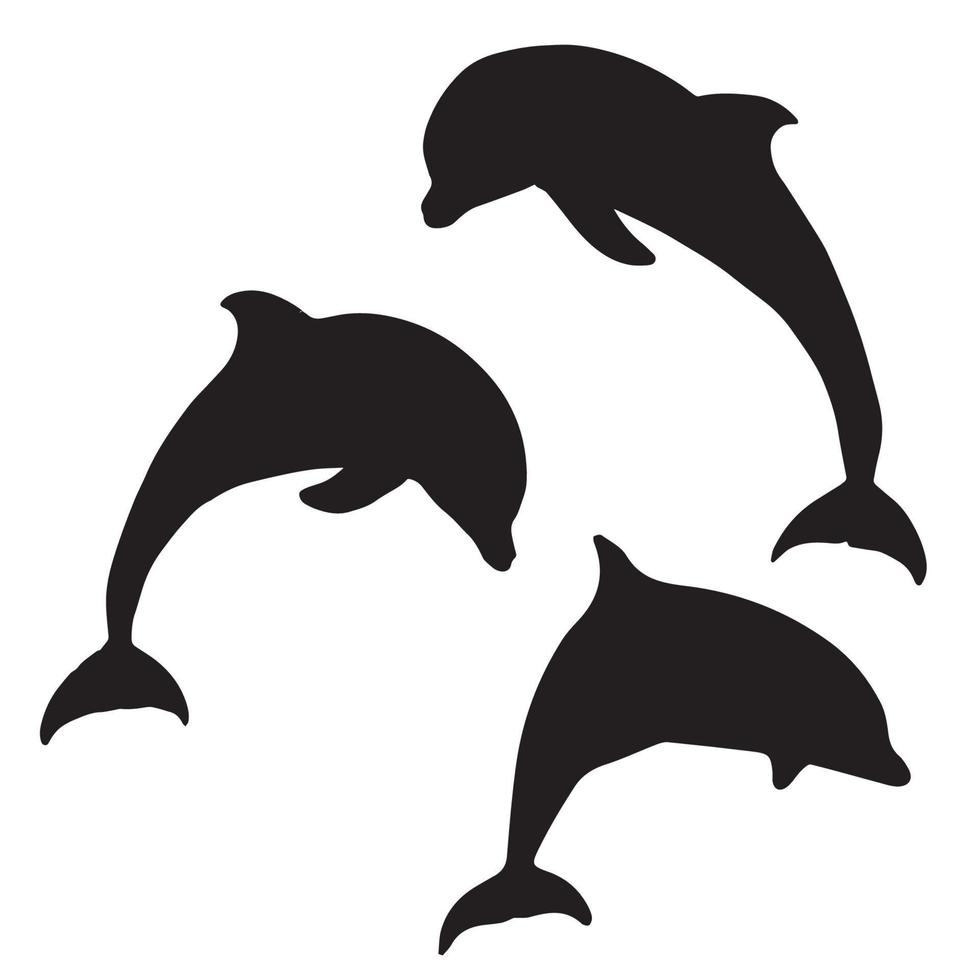 arte de silueta de delfín vector