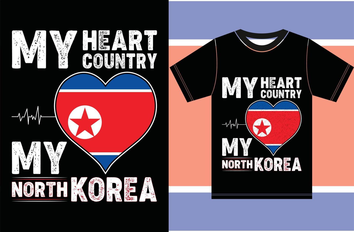 mi corazón, mi país, mi corea del norte. diseño vectorial de tipografía vector