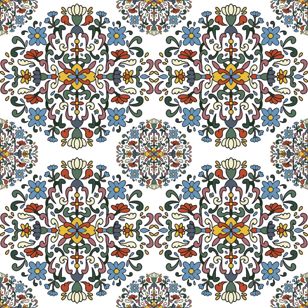 Seamless pattern. Flowers, branches and leaves in botanical composition. Vegetal natural ornamentation. Various abstract shapes and lines vector