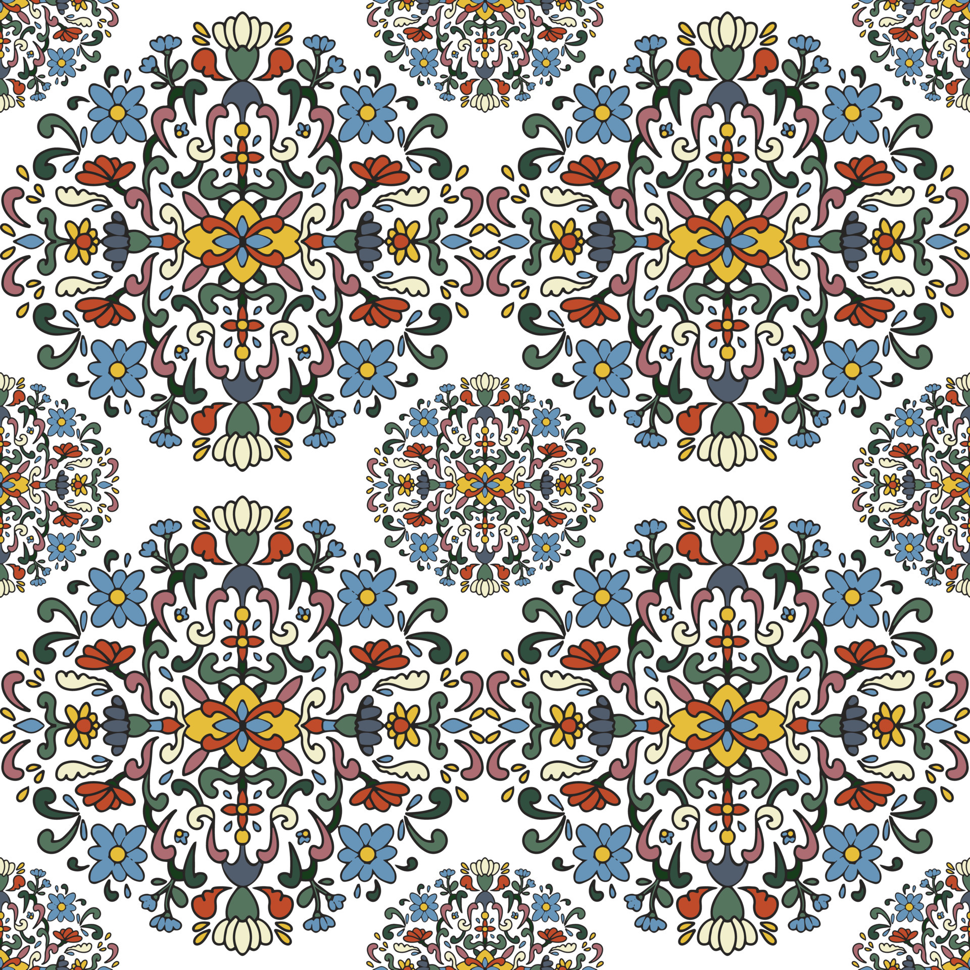 Seamless pattern. Flowers, branches and leaves in botanical composition