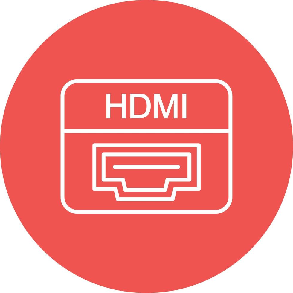 icono de fondo de círculo de línea de puerto hdmi vector