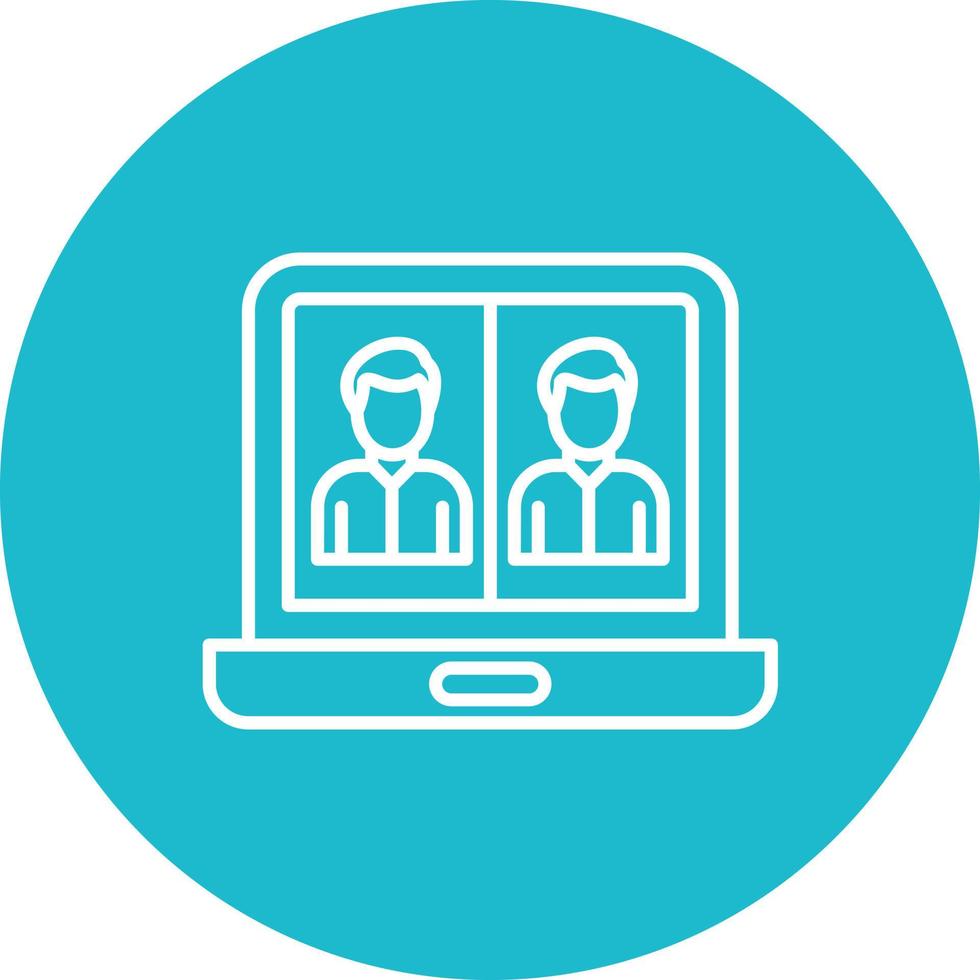 Online Meeting Line Circle Background Icon vector