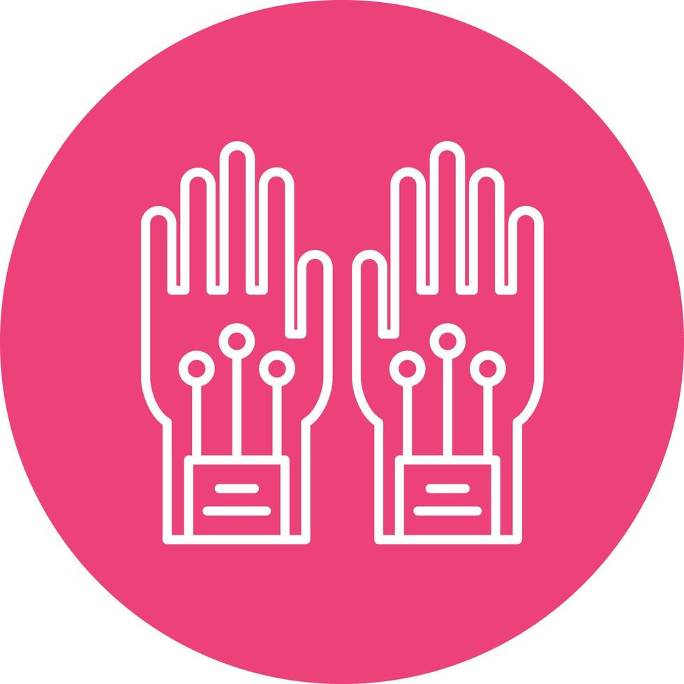 Wired Gloves Line Circle Background Icon vector