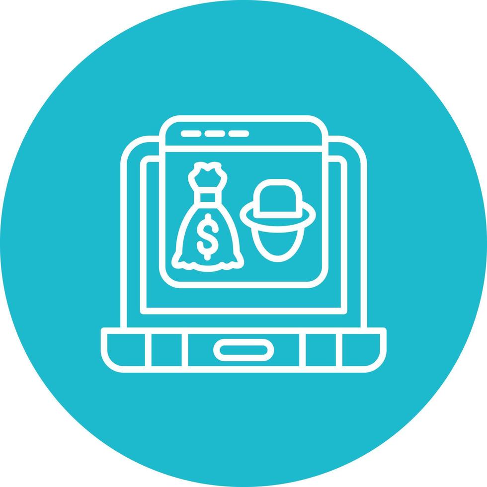 Online Robbery Line Circle Background Icon vector