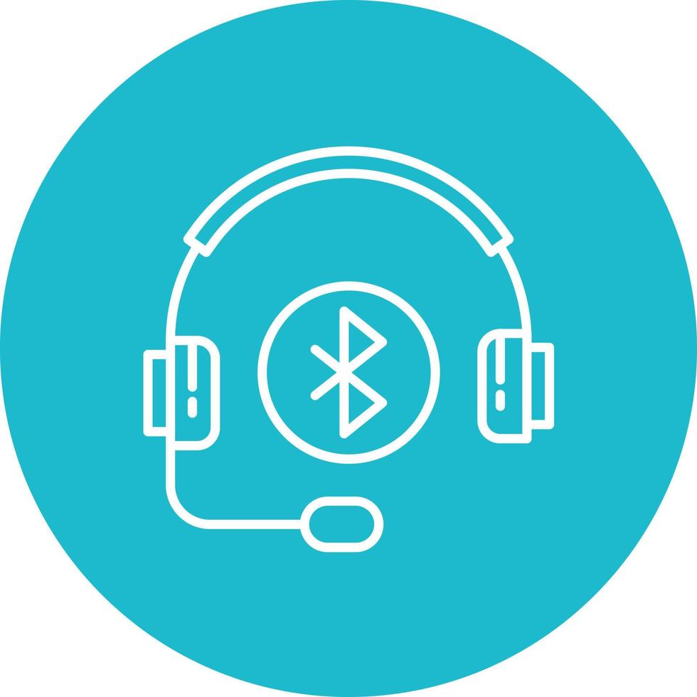 Wireless Earphones Line Circle Background Icon vector