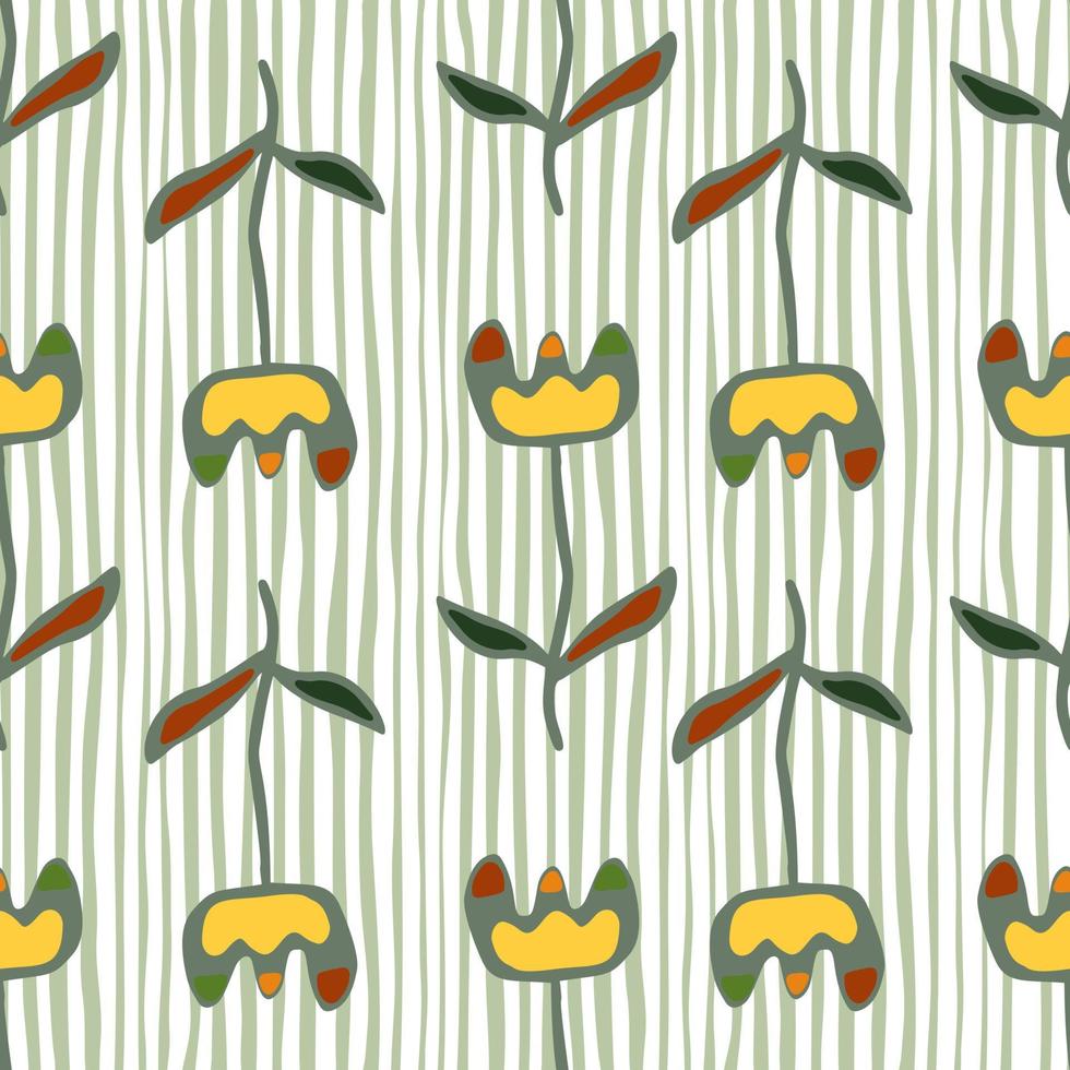 Creative flower seamless pattern. Unusual floral wallpaper. Botanical sketch of field plants. vector