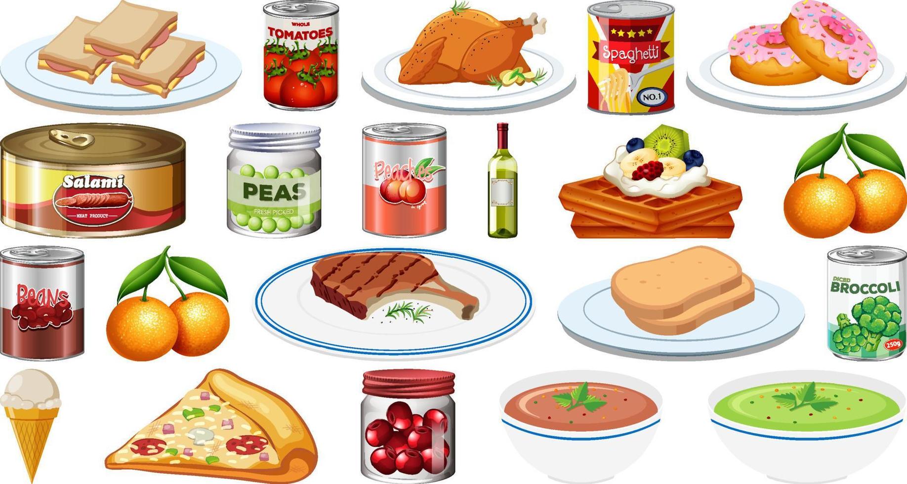 conjunto de diferentes alimentos vector