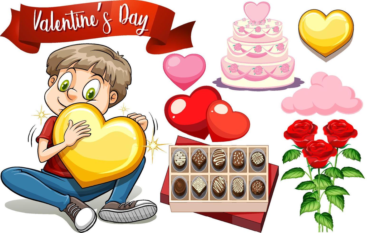 Valentine day with chocolate and roses vector