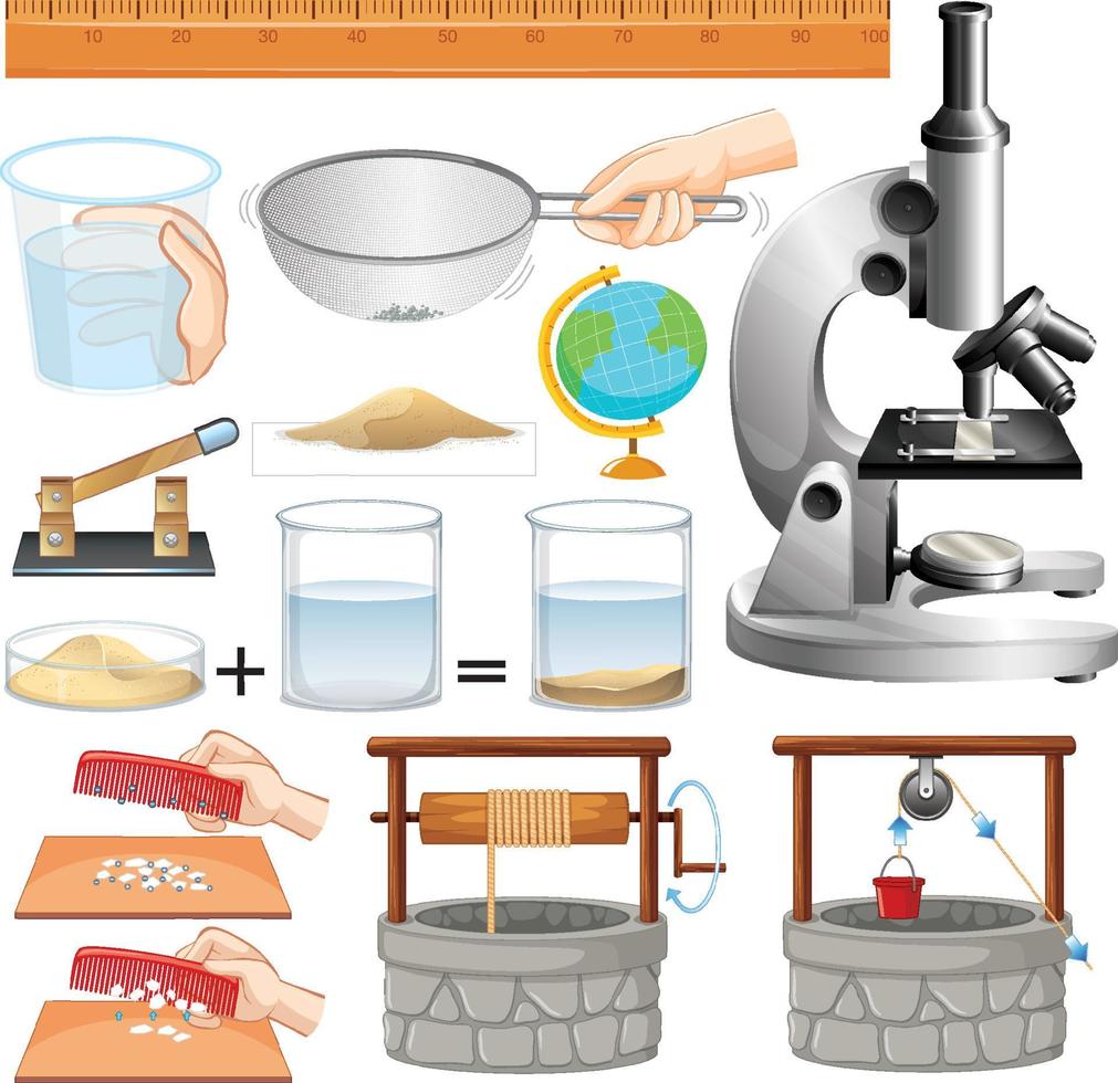 equipos de ciencia sobre fondo blanco vector