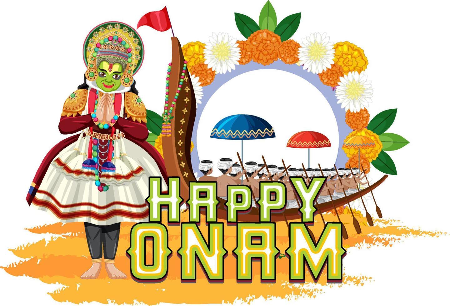 Onam Hindu harvest festival poster vector