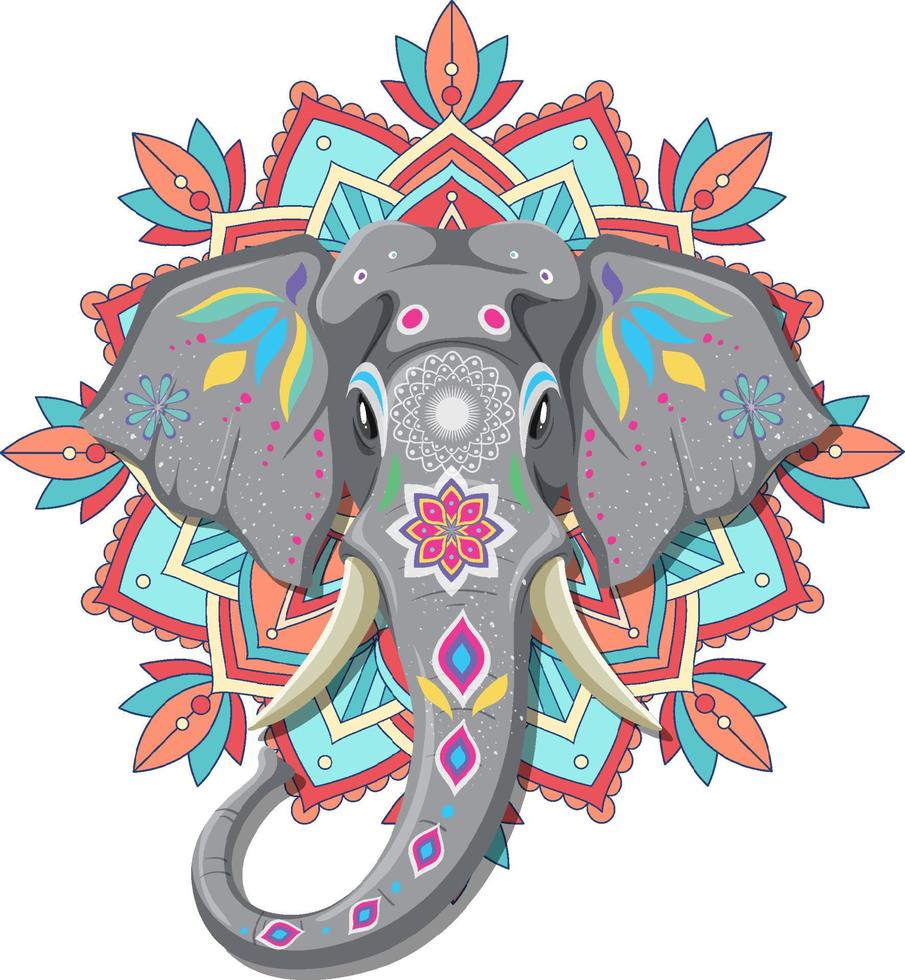 Painted Indian elephant on white background vector