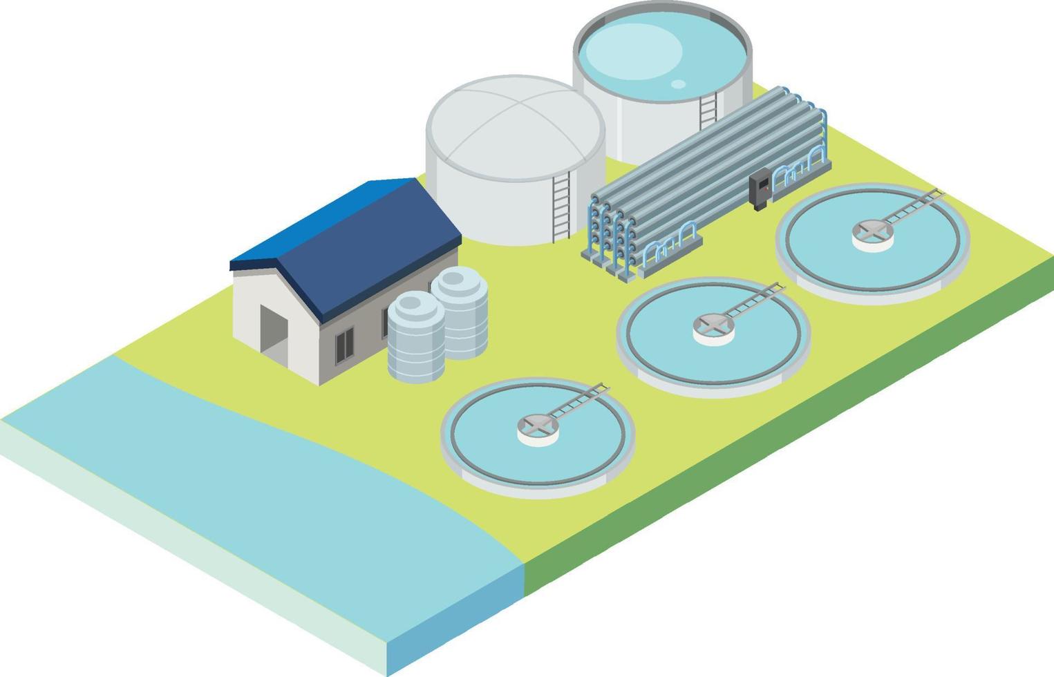 Isometric industrial area of desalination plant vector