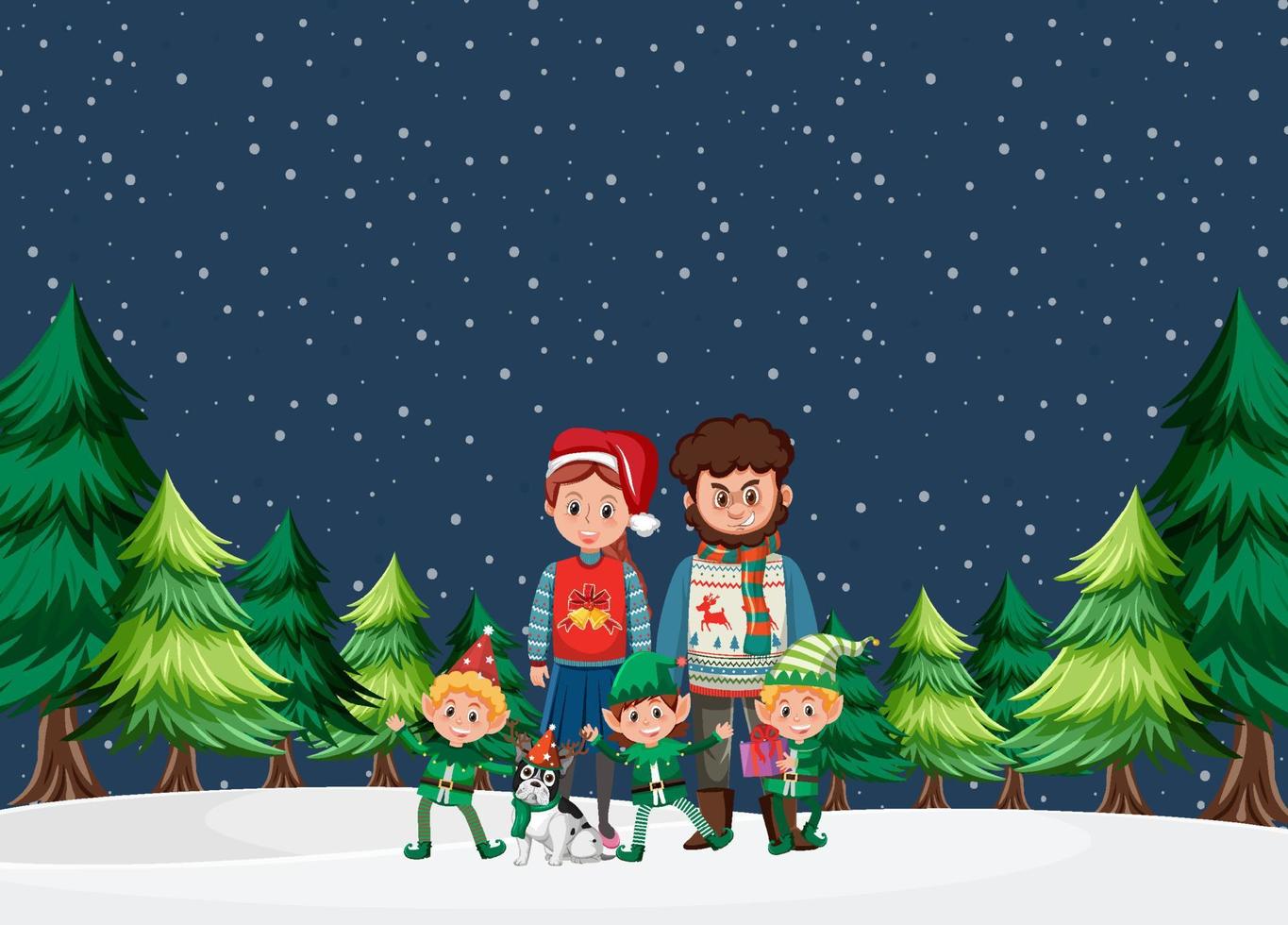 Family on christmas day in the snow 7141446 Vector Art at Vecteezy