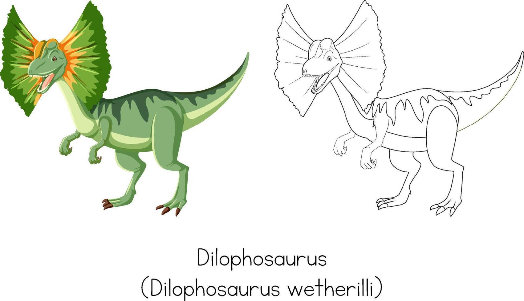 Dinosaur sketching of dilophosaurus vector