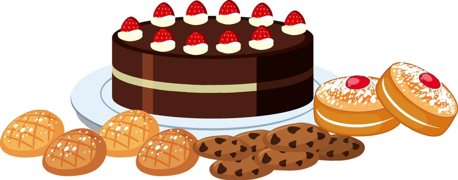 Delicious desserts cartoon set vector
