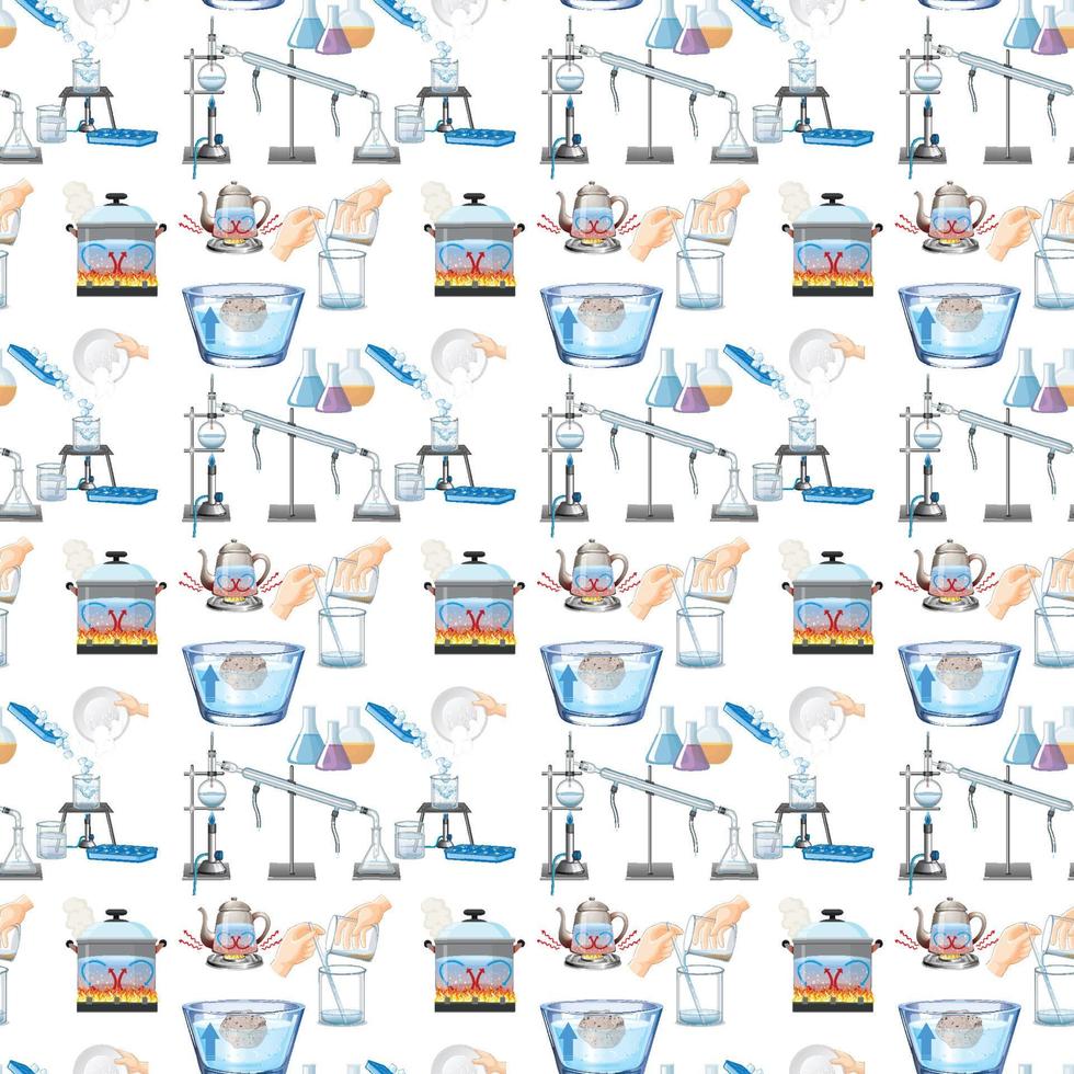 Seamless background with science equipments vector