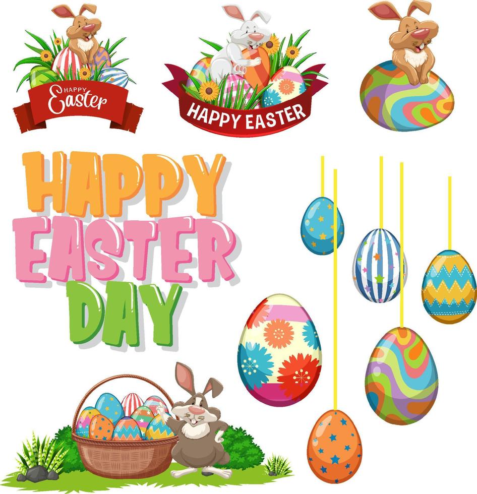 Easter theme with bunny and eggs vector