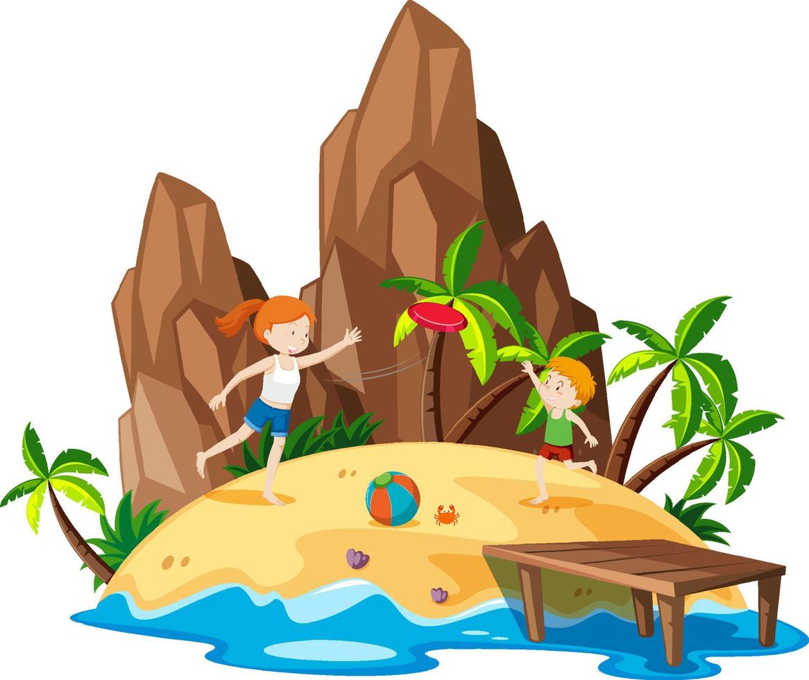 Scene with people on the beach vector