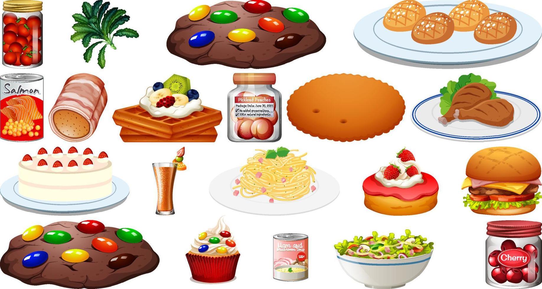 Set of different foods vector