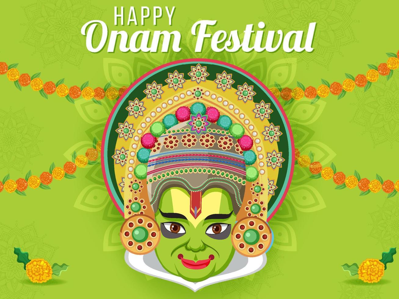 cartel del festival de la cosecha hindú onam vector