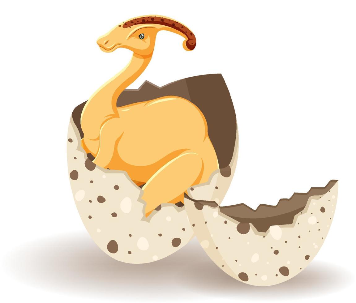 Parasaurolophus hatching from egg vector