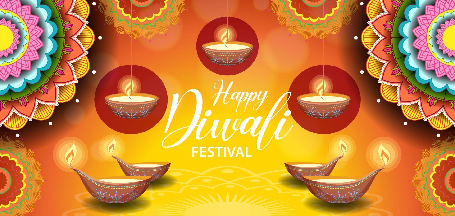 Happy Diwali Indian festival banner vector