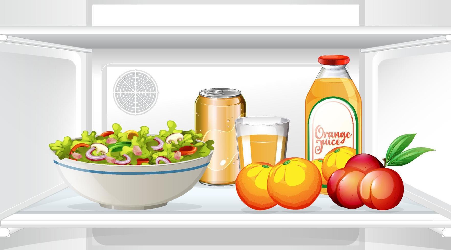 An inside the refrigerator with food vector