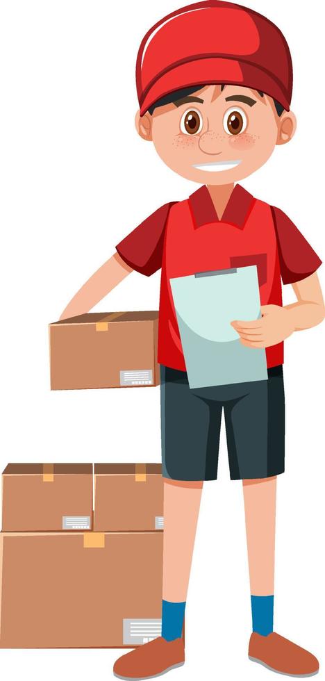 Delivery man with packages vector