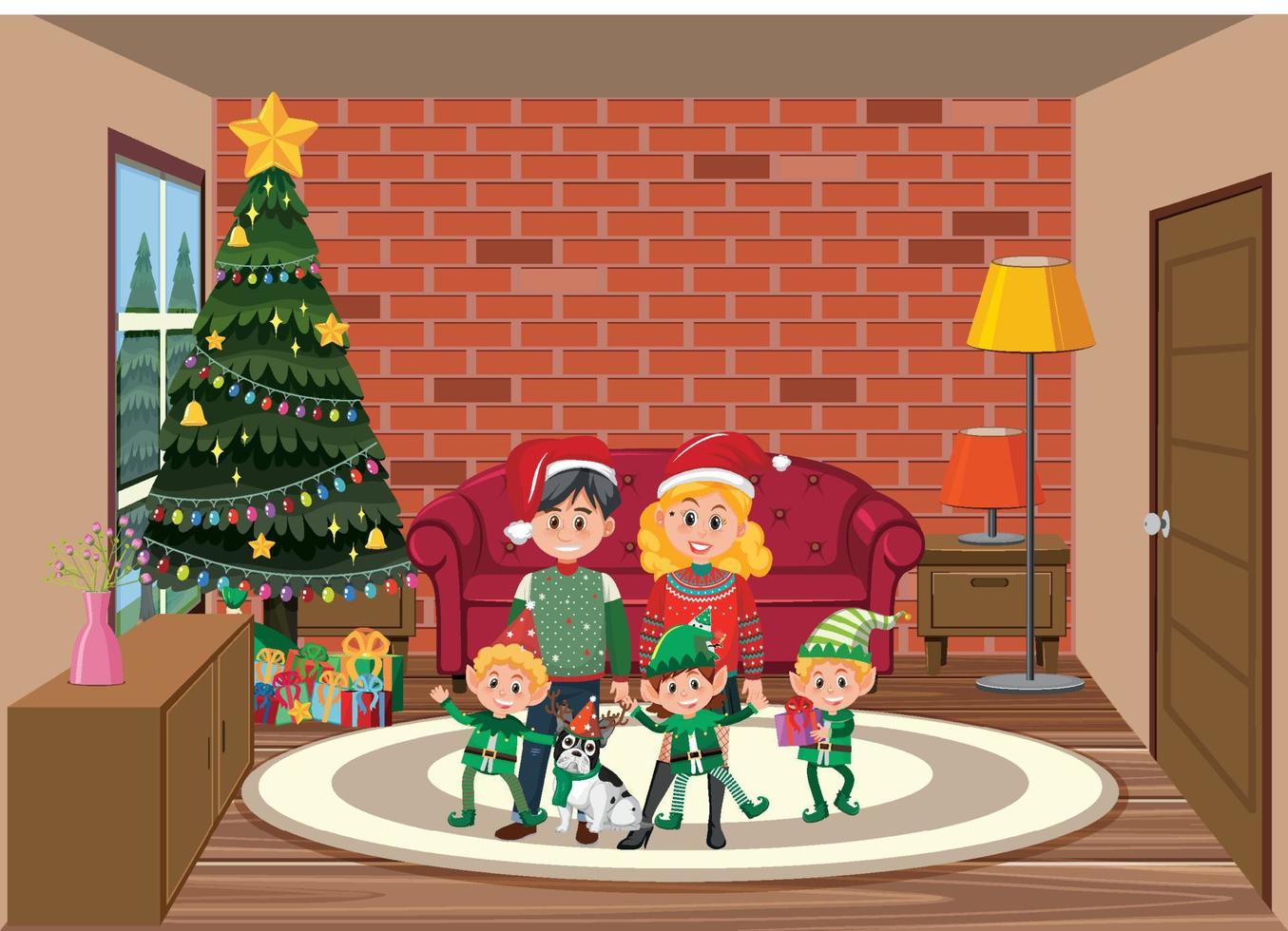 Christmas holidays with family at home vector