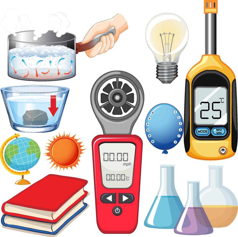 Science equipments on white background vector