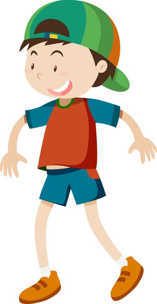 Active boy simple cartoon character vector