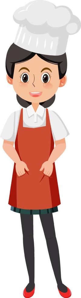 Female chef with red apron vector