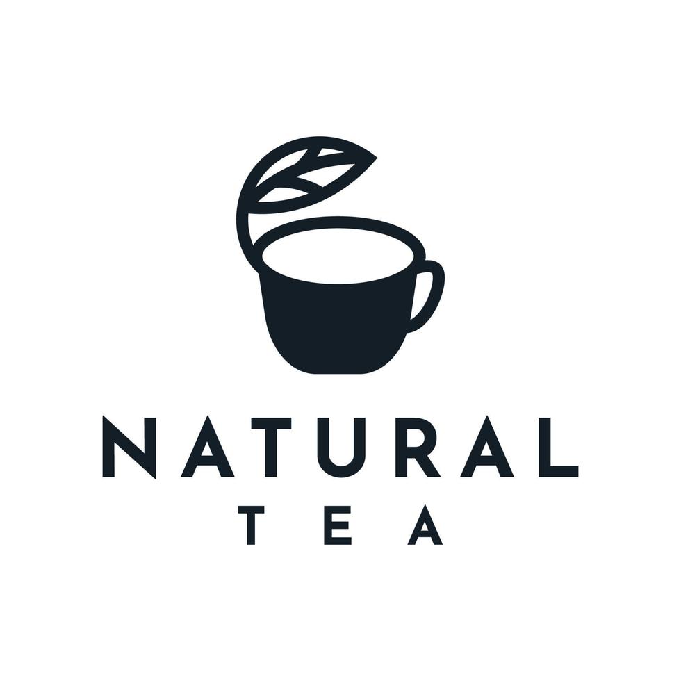 Natural tea logo cup design vector