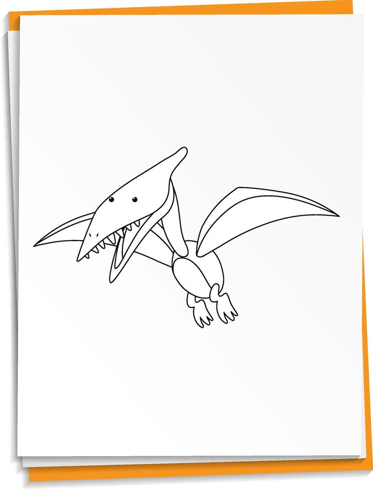 Hand drawn dinosaur on paper vector