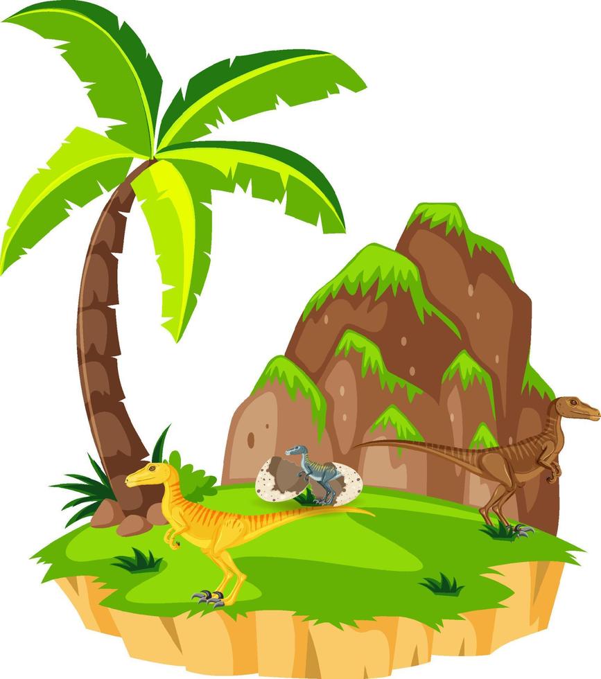 Scene with velociraptors on island vector