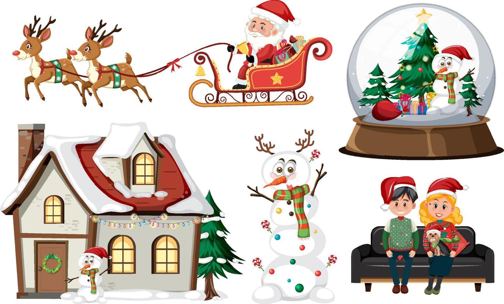 Christmas theme with Santa and snowman vector