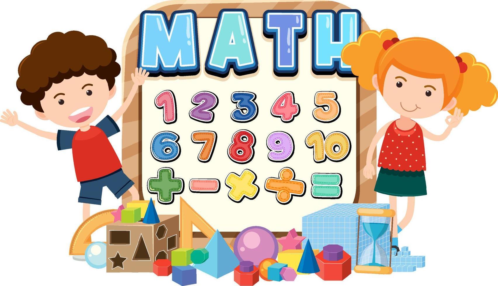 Counting number 0 to 9 and math symbols vector