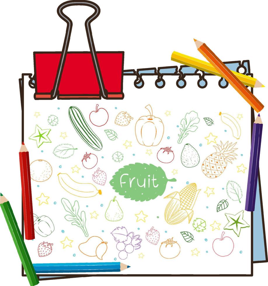 Hand drawn doodle icons on paper vector