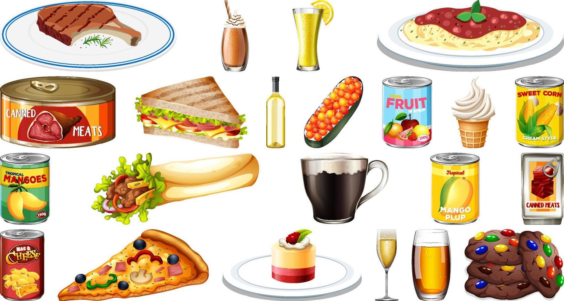 Set of different foods vector