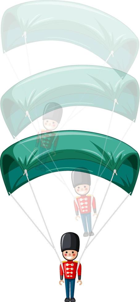 An army toy parachute on white background vector