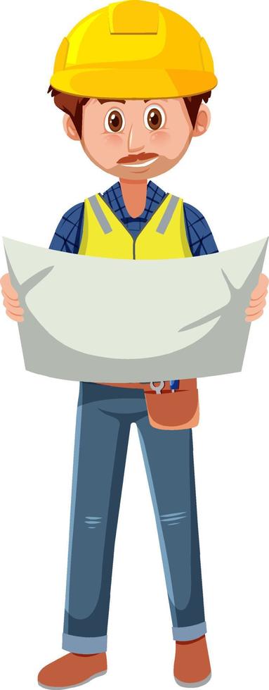 Foreman looking at blueprint vector