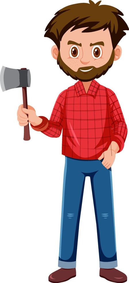 Man holding axe in one hand vector