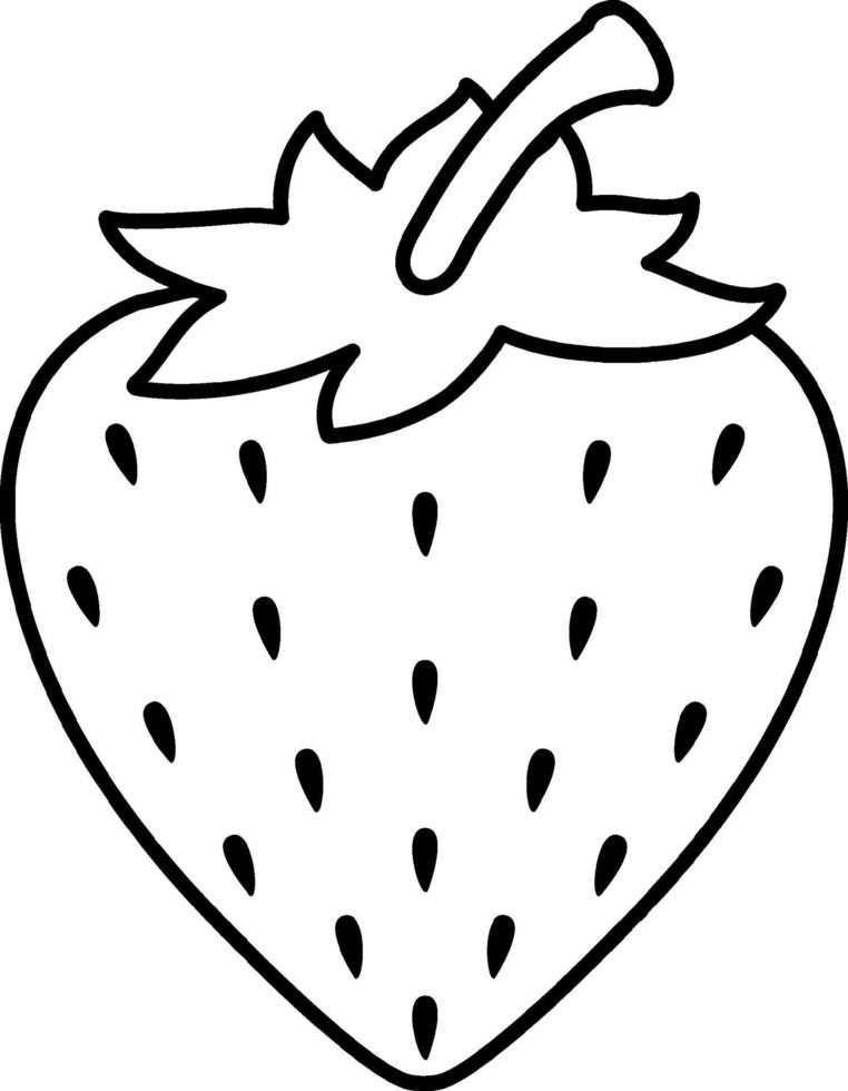 Strawberry doodle outline for colouring vector