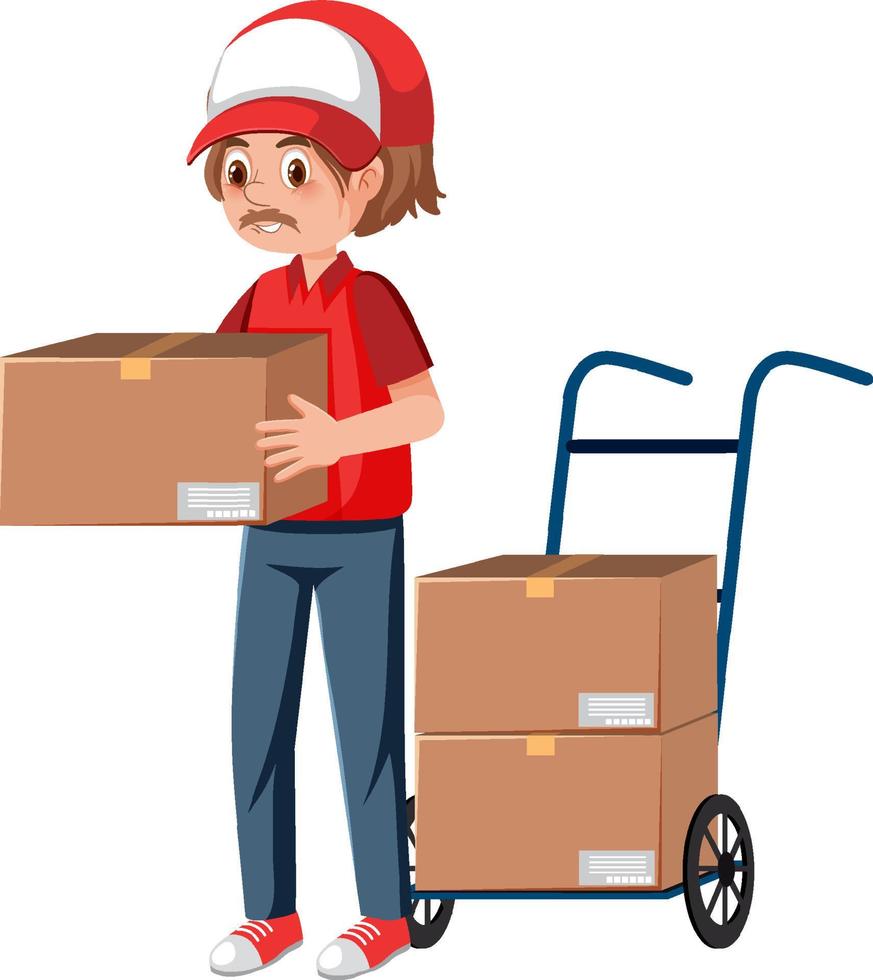 Delivery man with package vector