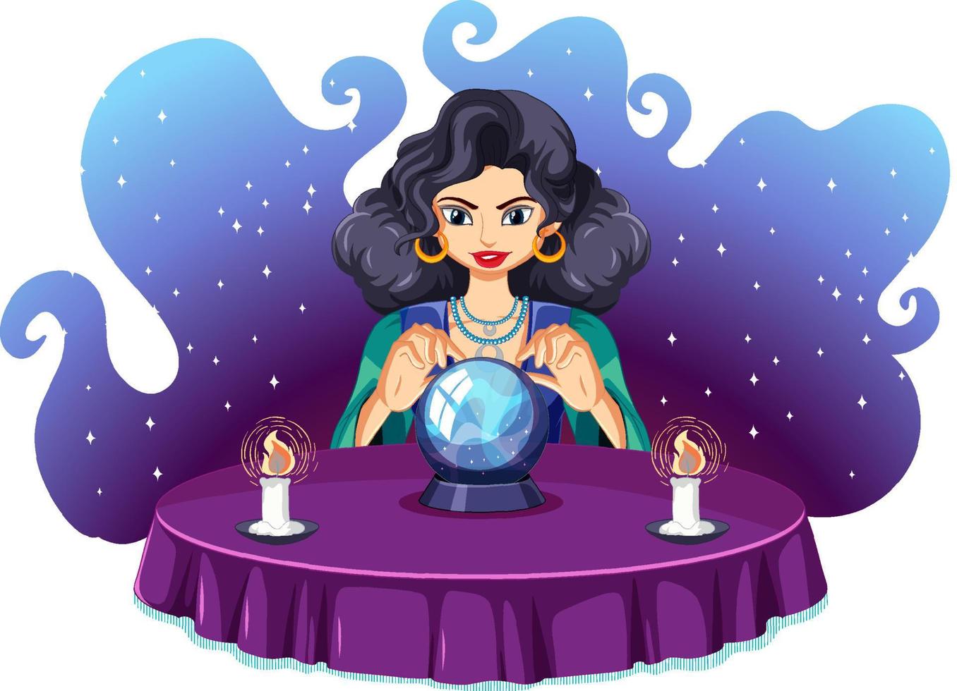 Fortune teller and crystal ball vector