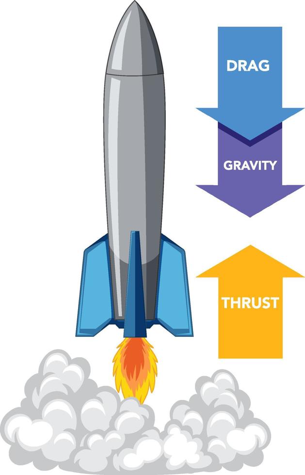 Liquid and solid rocket anatomy vector