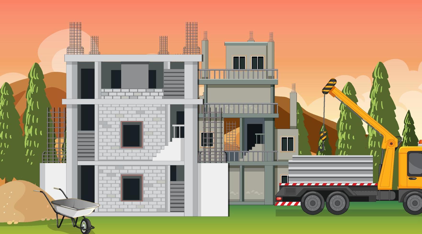 Building construction site scene vector