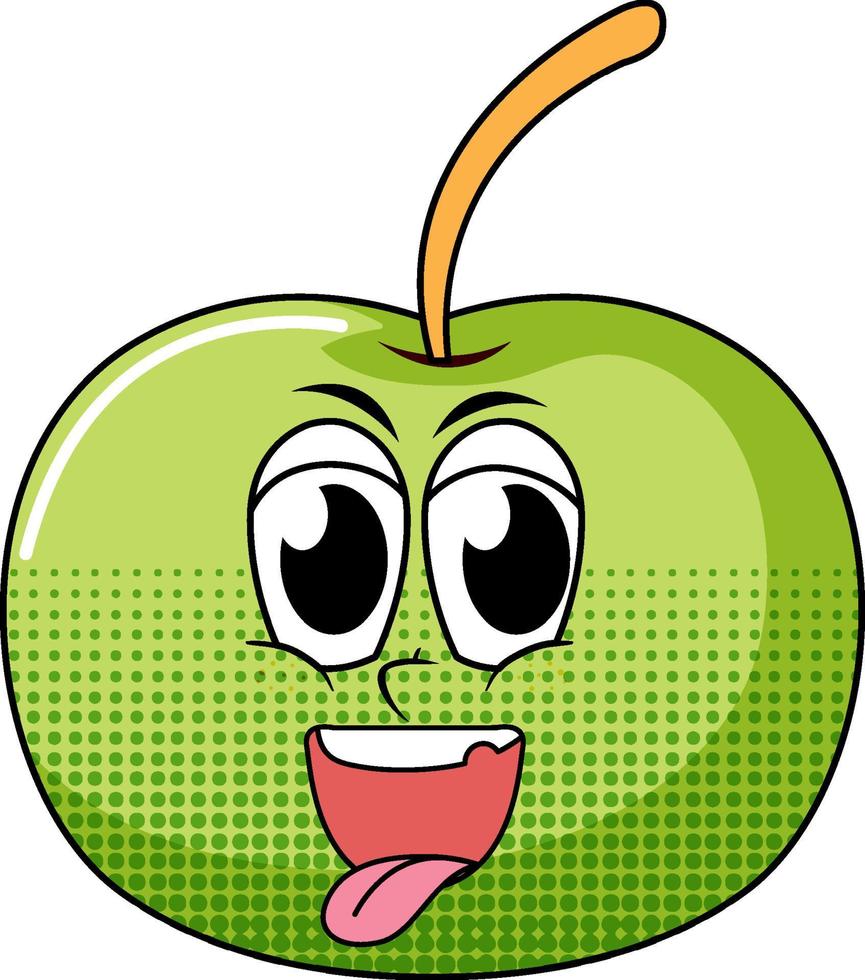 A green apple cartoon character on white background vector