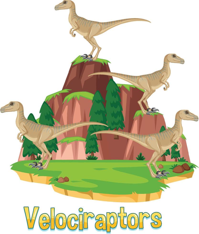 Dinosaur wordcard for velociraptors vector